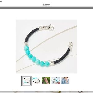 JAI by John Hardy Sterling Silver Leather & Amazonite Bead Bracelet